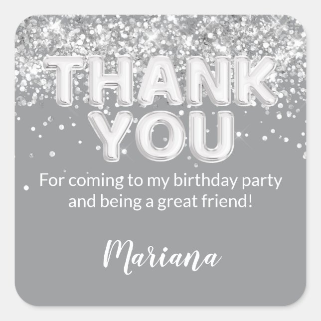 Sticker Gray and Silver Party pour les faveurs (Devant)