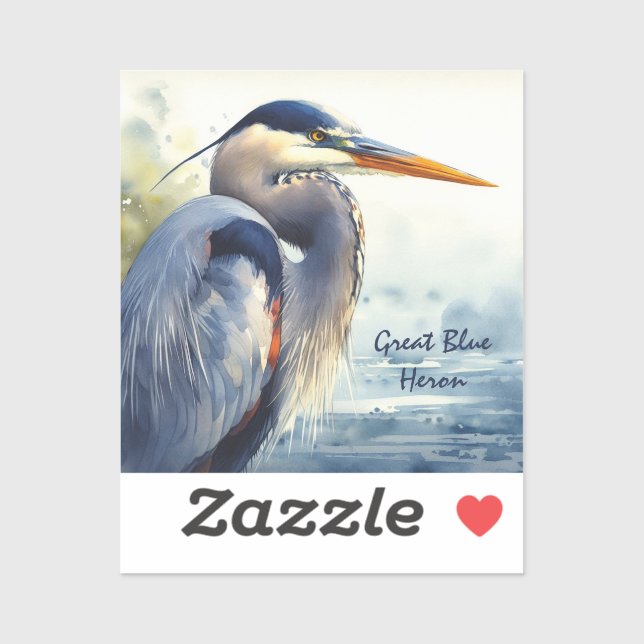 Sticker Great Blue Heron Faune Mer Terres Humides Oiseaux  (Feuille)