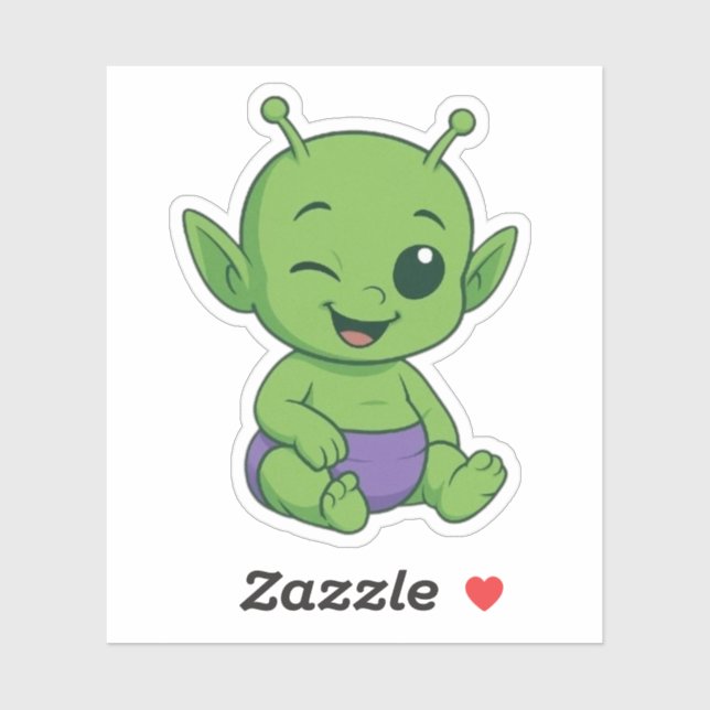 Sticker Green Alien Baby (Feuille)