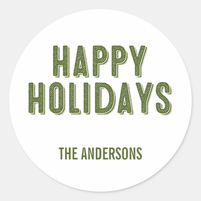 Sticker Green Christmas Happy Holidays (Devant)
