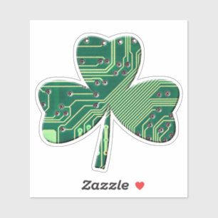 Sticker Green Circuit Board St Patrick Day Shamrock