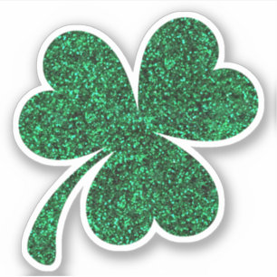 Sticker Green glitter three leaf clover