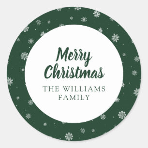 Sticker Green Holiday Snowflakes