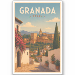 Sticker Grenade Espagne Alhambra Illustration Art de voyag