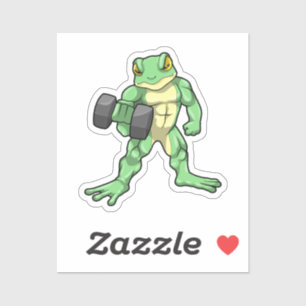Sticker Grenouille à Bodybuilding avec Dumbbell