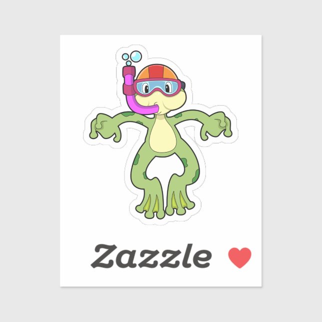 Sticker Grenouille à la plongée avec tuba (Feuille)