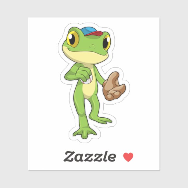 Sticker Grenouille au baseball avec gant de baseball (Feuille)