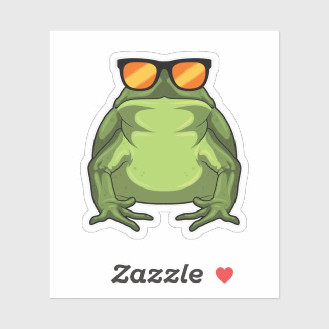 Sticker Grenouille avec lunettes de soleil (Feuille)