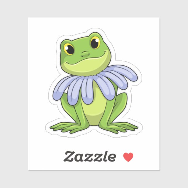 Sticker Grenouille avec marguerite (Feuille)