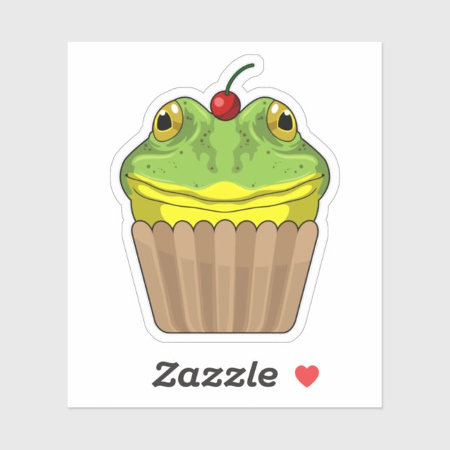Sticker Grenouille avec muffin (Feuille)