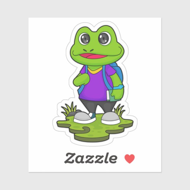 Sticker Grenouille comme randonneur avec sac à dos (Feuille)