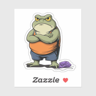 Sticker Grenouille grincheuse dessin animé drôle