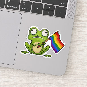 Sticker Grenouille LGBT avec drapeau de fierté