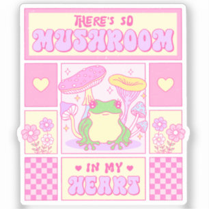 Sticker Grenouille mignonne et champignons - Amusante roma