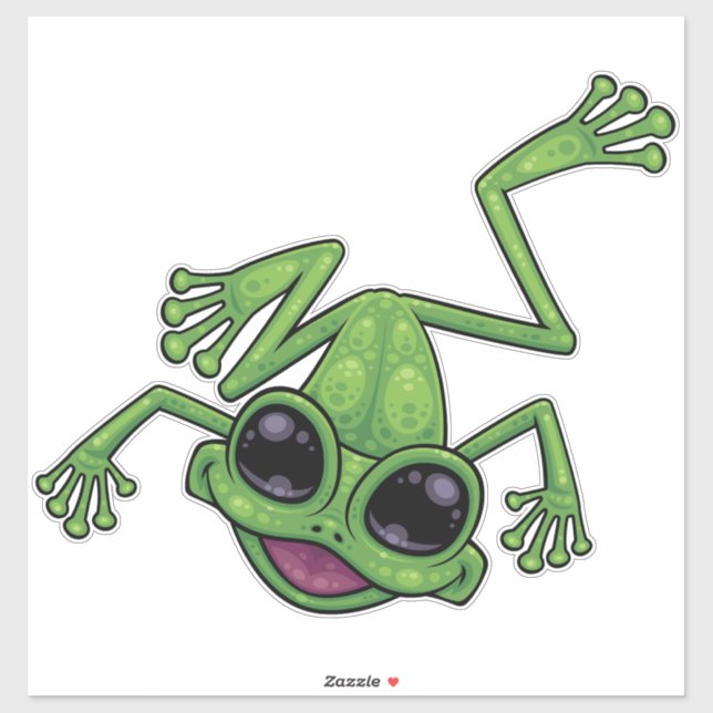 Sticker Grenouille verte heureuse (Feuille)