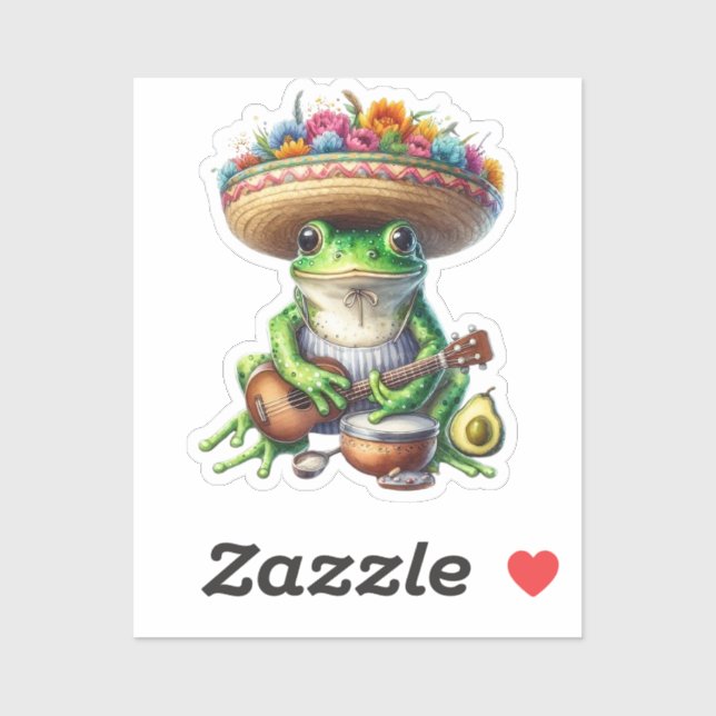 Sticker Grenouille verte musicale (Feuille)