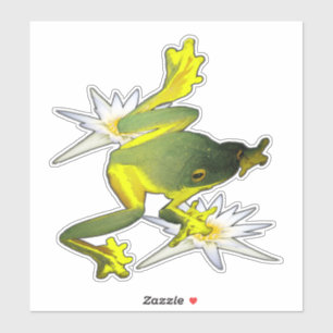 Sticker Grenouilles Et Fleurs De Lotus Peinture OIl,