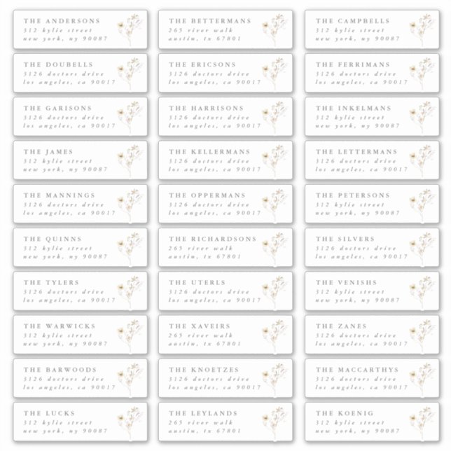 Sticker Grey Spring Fleur sauvage mariage adresse individu (Devant)