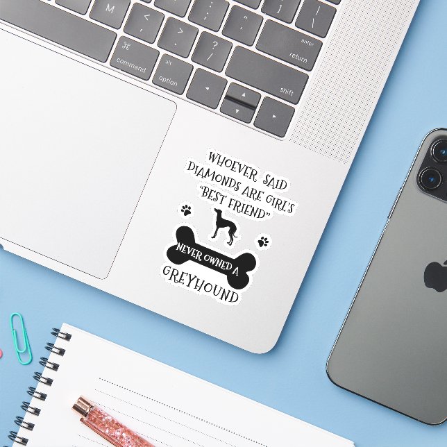 Sticker Greyhounds sont le vinyle d'une amie (Ordinateur portable avec iPhone)