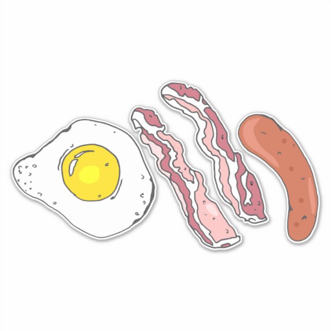 Sticker Gris Fry up Oeuf Bacon Saucisse Petit déjeuner Nou (Devant)