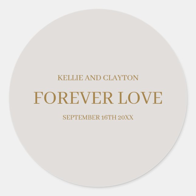 Sticker gris simple Mariage classique rond (Devant)