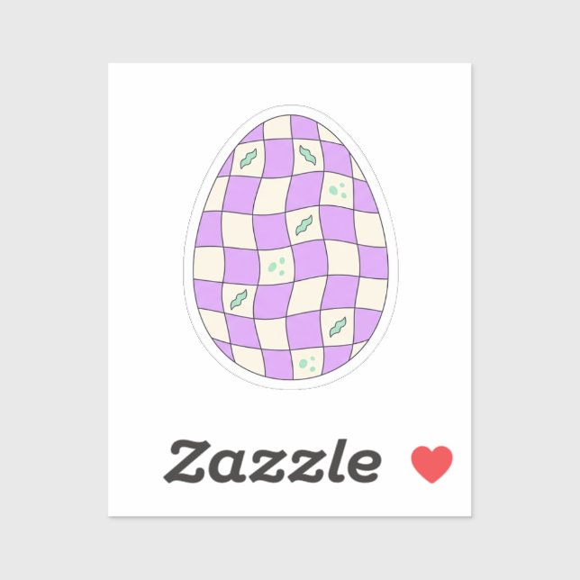 Sticker Groovy Checkerboard Easter Egg Pastel Retro  (Feuille)