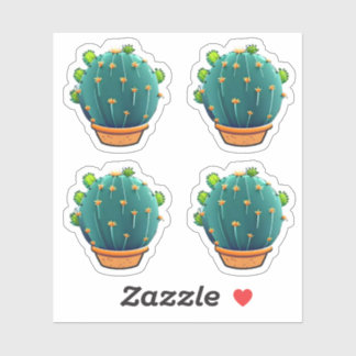 Sticker Gros cactus vert rond Conception Succulente