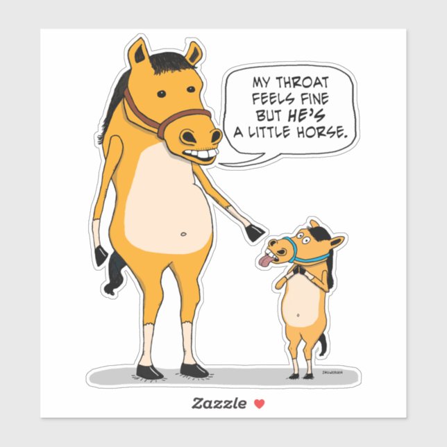 Sticker Gros cheval et petit cheval amusant et mignon (Feuille)