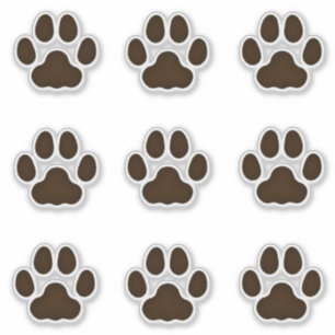 Sticker Gros Empreintes de pattes de chats Décalages Brown