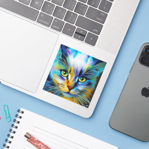 Sticker Gros plan d'un chaton siamois coloré