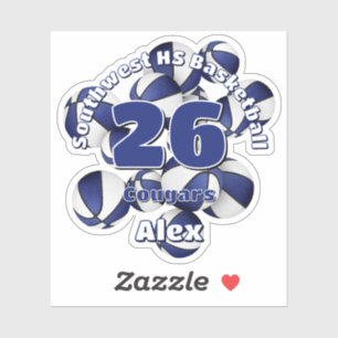 Sticker groupe de couleurs bleu équipe basket-ball nom des