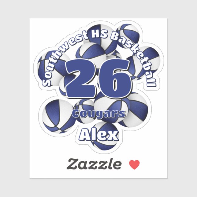 Sticker groupe de couleurs bleu équipe basket-ball nom des (Feuille)