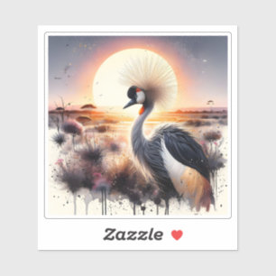 Sticker Grue majestueuse au coucher du soleil sur le paysa