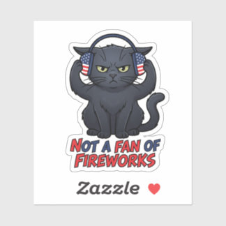 Sticker Grumpy Cat n'aime pas les feux d'artifice du 4 jui