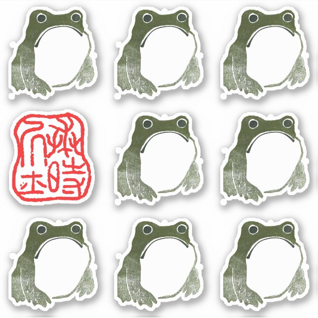 Sticker Grumpy Grenouille japonaise crapaud 19ème siècle (Devant)