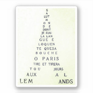 Sticker Guillaume Apollinaire, Eiffel Calligramme