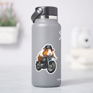 Sticker Guinée Pig Biker sur moto Vintage, voyage sur rout