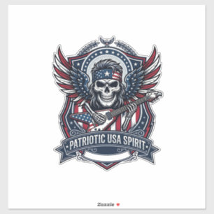 Sticker Guitariste de la Liberté Patriotique Crâne Musique