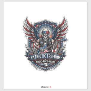 Sticker Guitariste de la Liberté Patriotique Crâne Musique