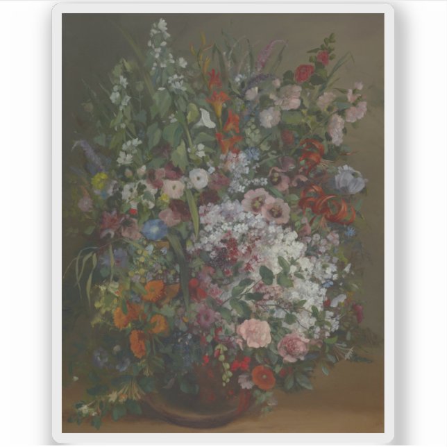 Sticker Gustave Courbet - Bouquet de fleurs dans un vase (Devant)