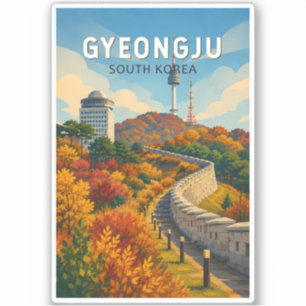 Sticker Gyeongju Corée du Sud Illustration Voyage Art
