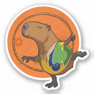 Sticker Gymnaste Capybara Gymnastique Fan Animal Mignon Ar