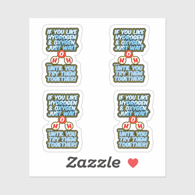 Sticker H2O frunny chimie hydratation eau (Feuille)