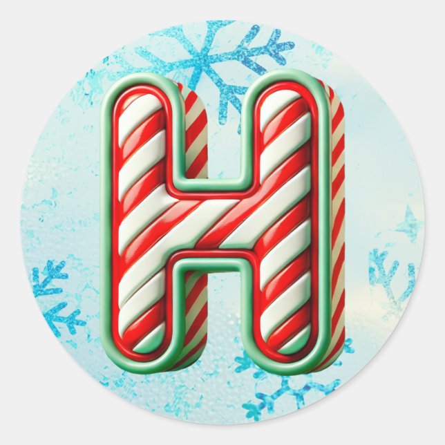 Sticker "H" de Noël sucre de canne, Stripes festiv (Devant)