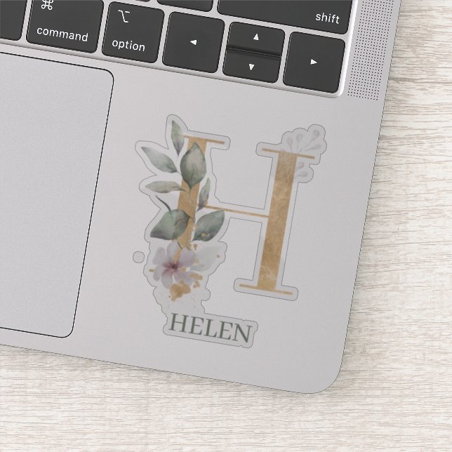 Sticker H Monogramme Floral Personnalisé (Détail)