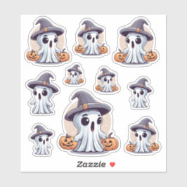 Sticker Halloween : 10 fantômes avec des coussins de citro