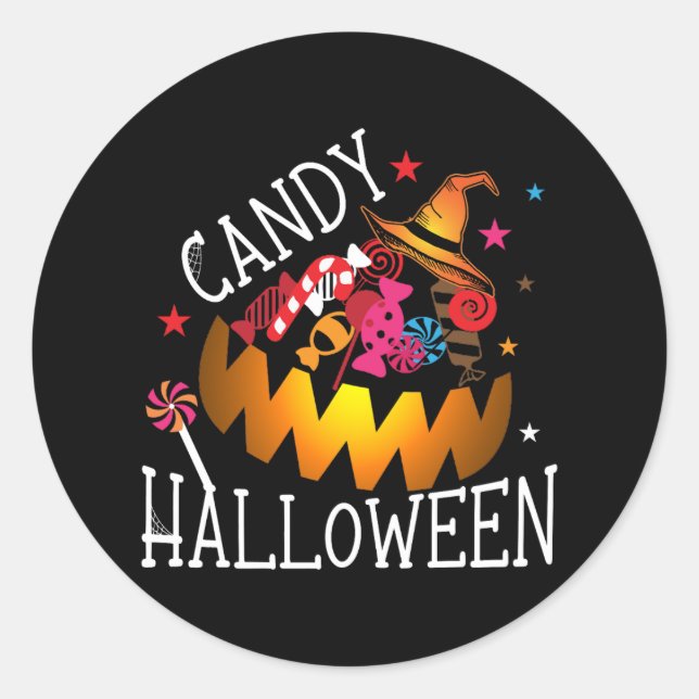 Sticker Halloween à bonbons colorés (Devant)