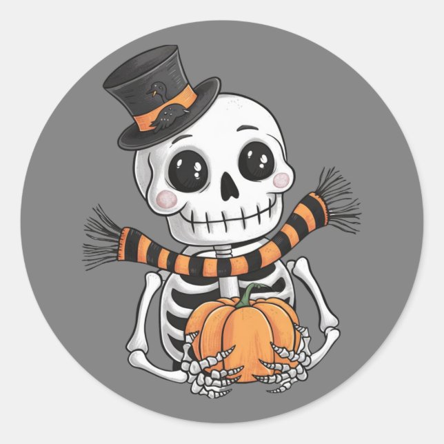 Sticker Halloween à squelette mignon (Devant)