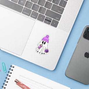 Sticker Halloween Casquette rose mignon et Éffrayant