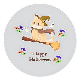 Sticker Halloween Chat sorcière personnalisable